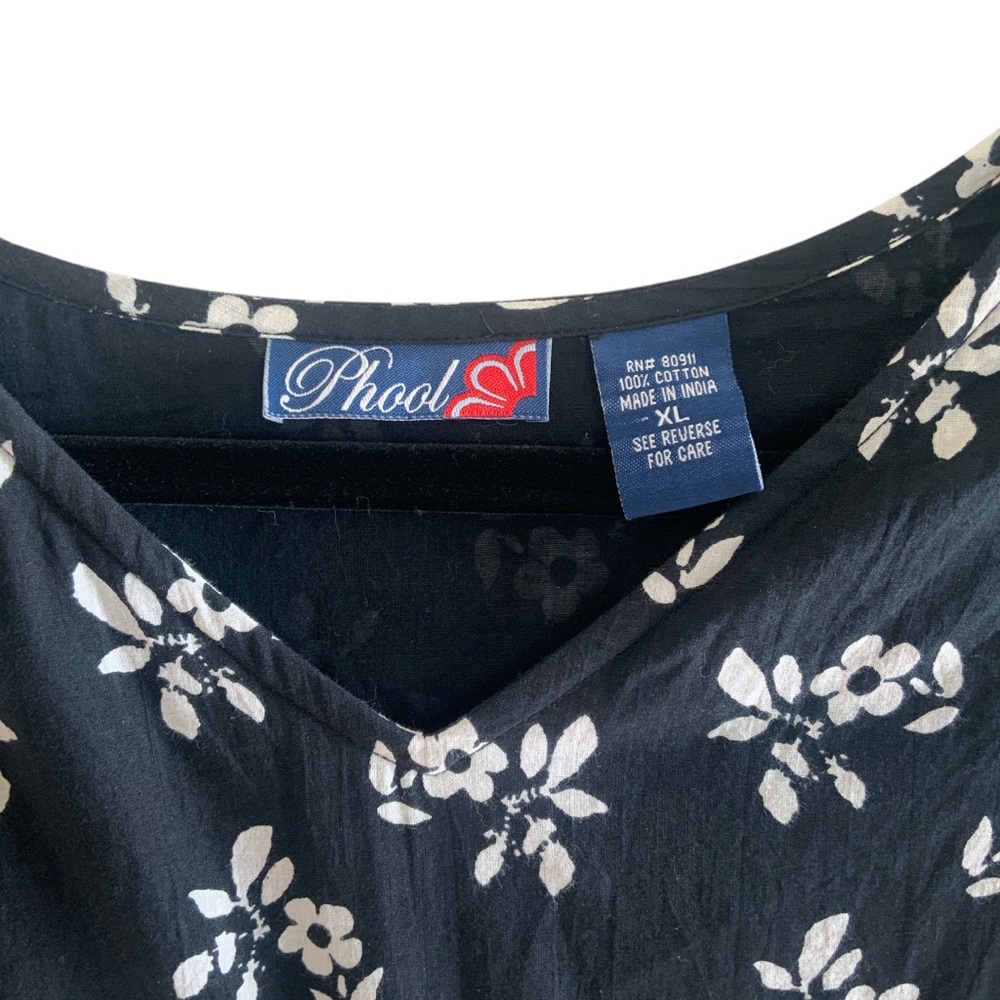 Vintage 90’s Phool Black White Wallpaper Print Cotton Dress Women’s Size XLarge - Picture 8 of 16